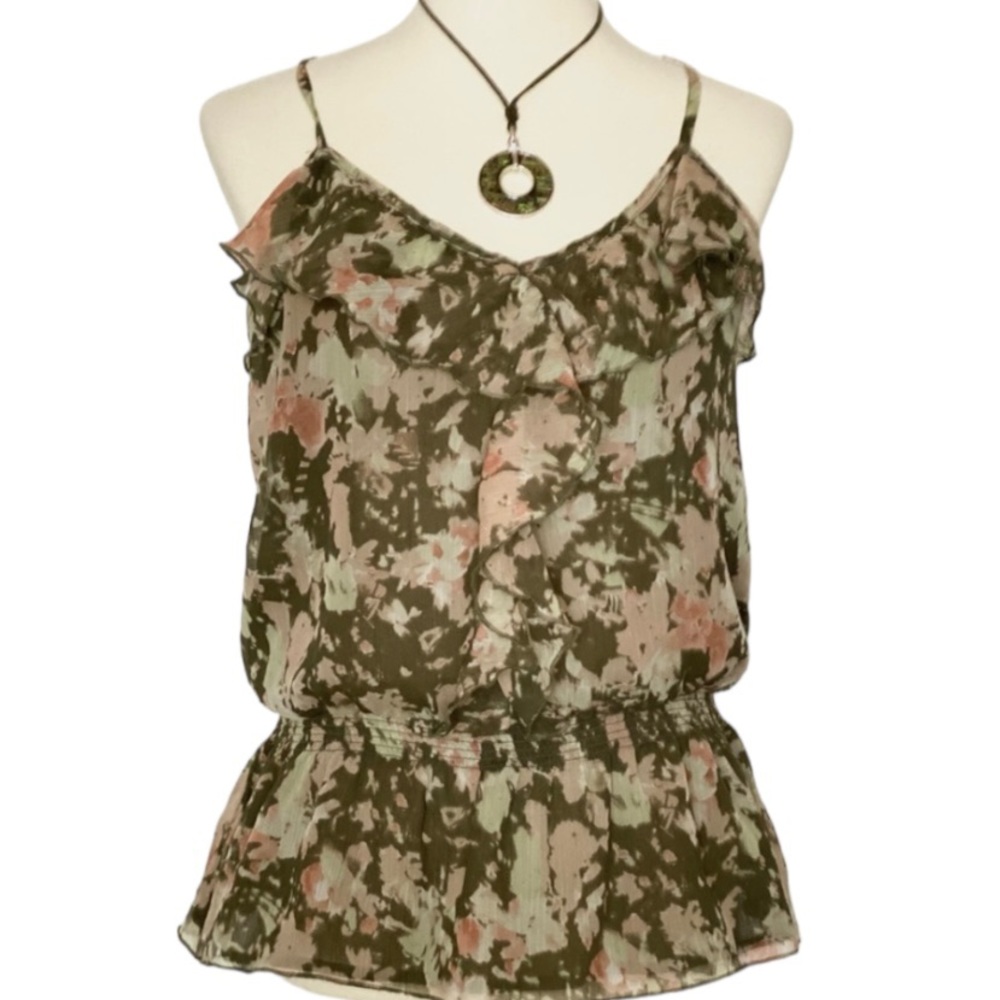 Mudd Floral Ruffle Chiffon Tank